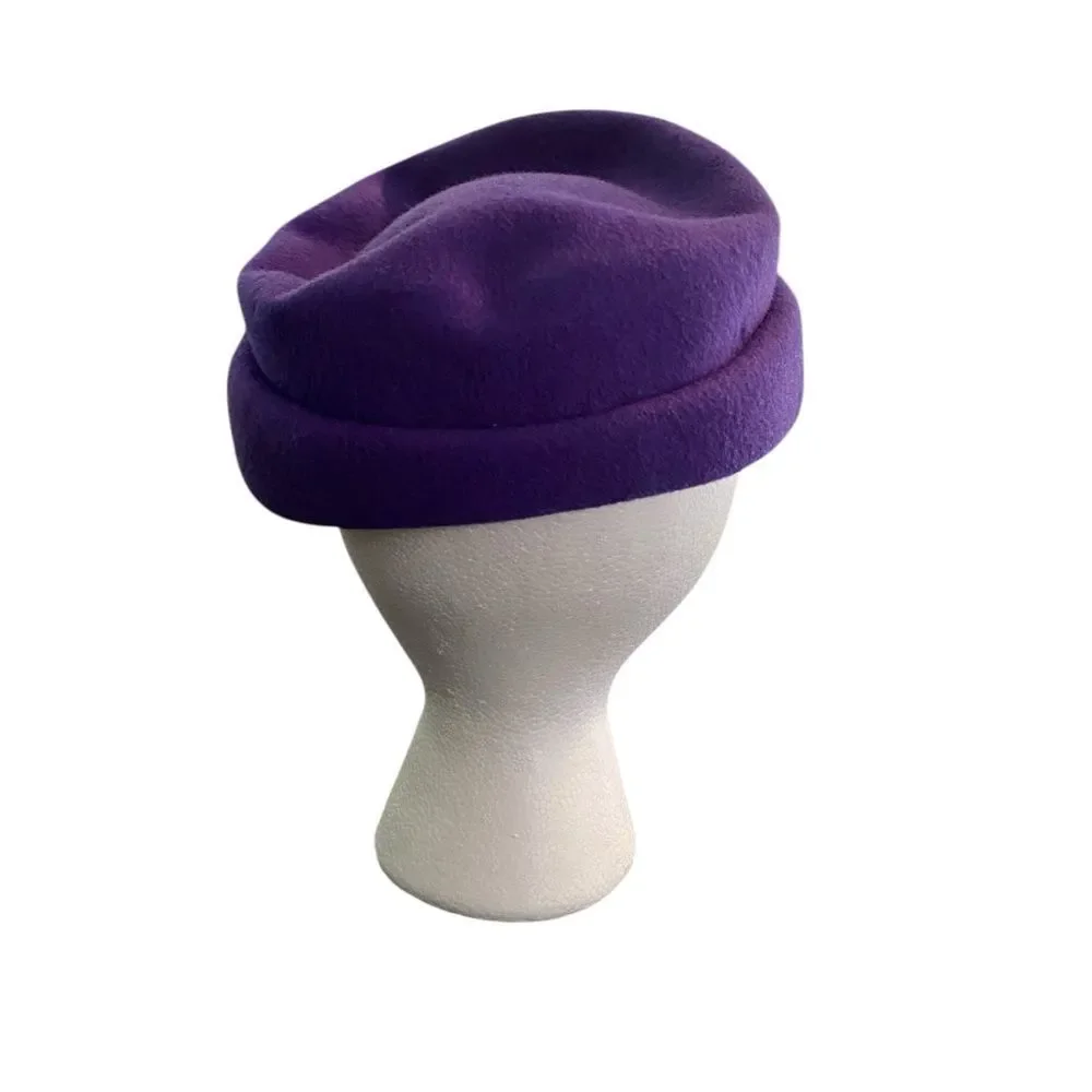Vintage Glenover Henry Pollak Fascinator Purple Feathered Hat